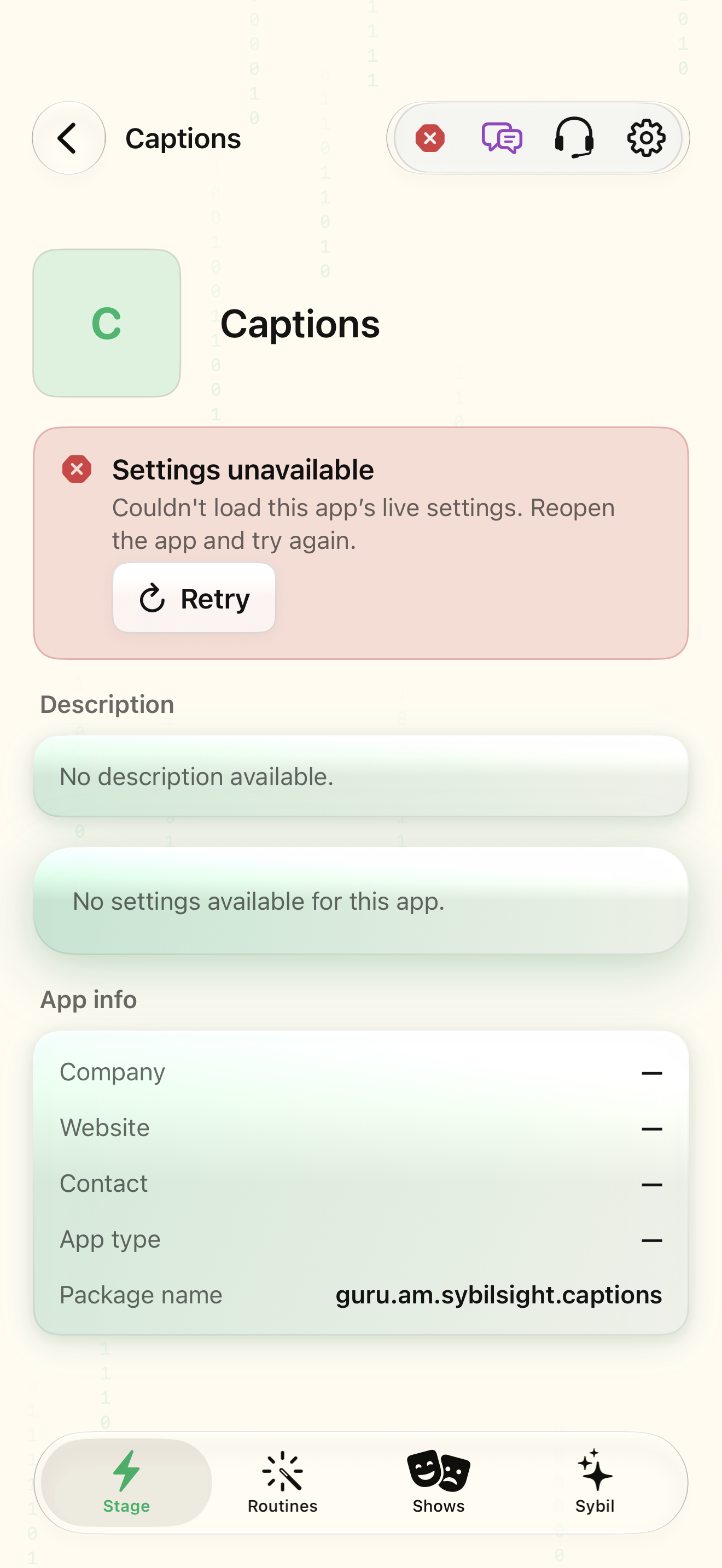 Native iOS App settings screen