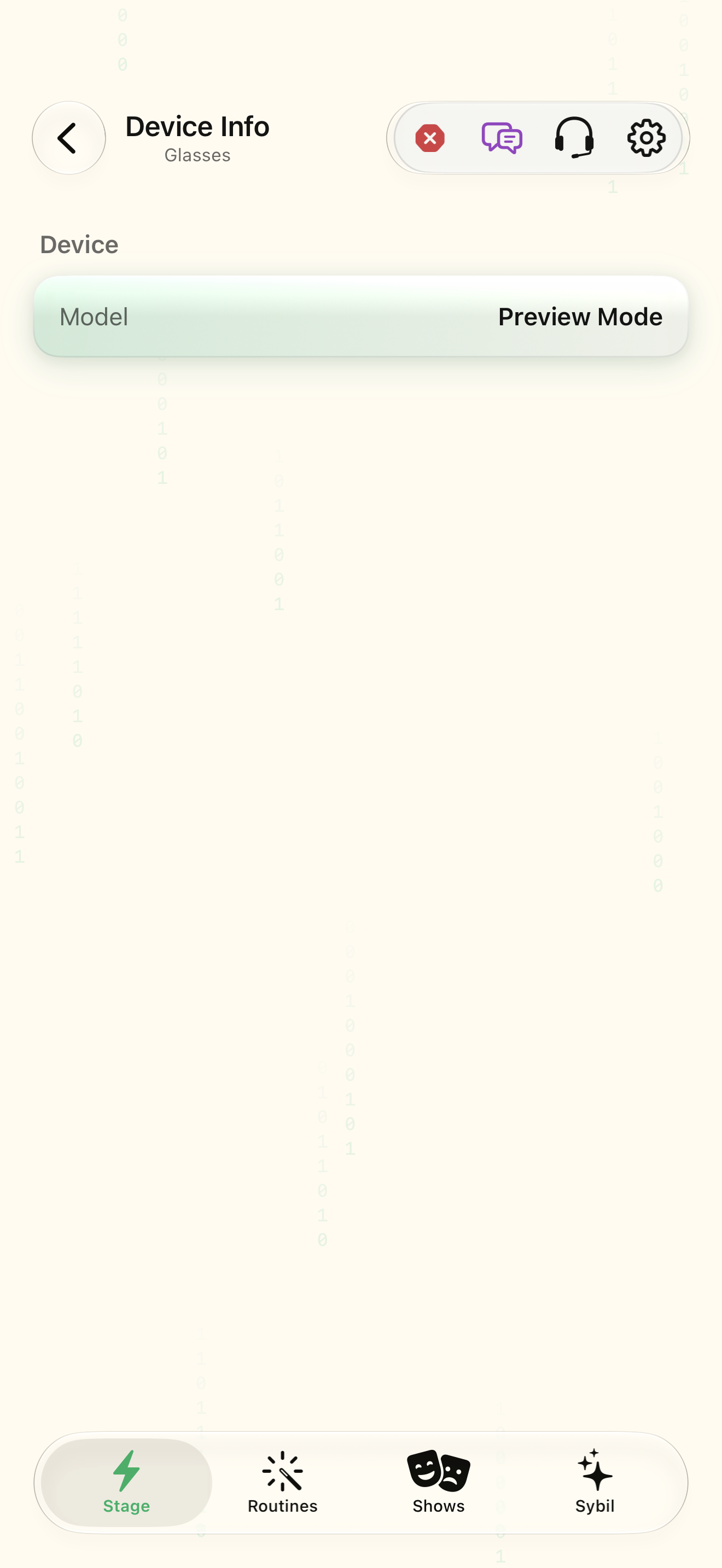 Native iOS Glasses screen
