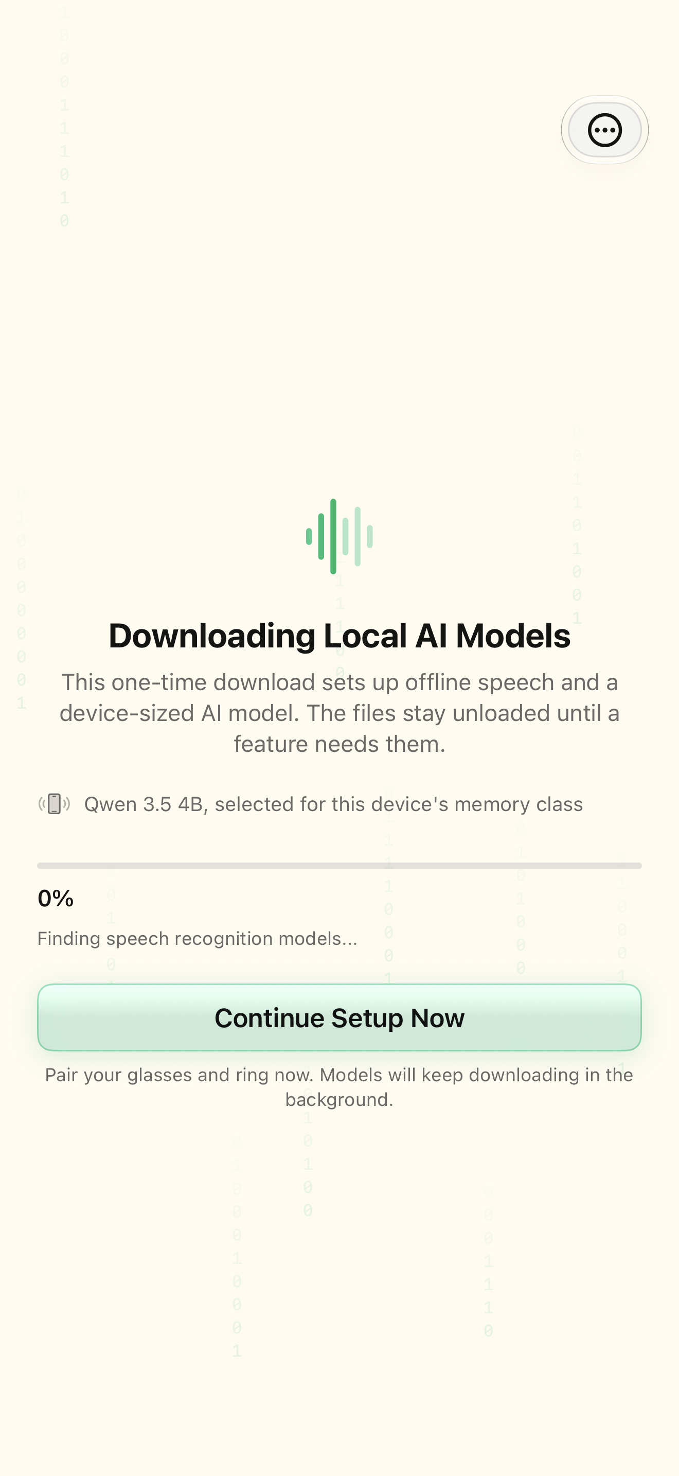 Native iOS Downloading Local AI Models screen