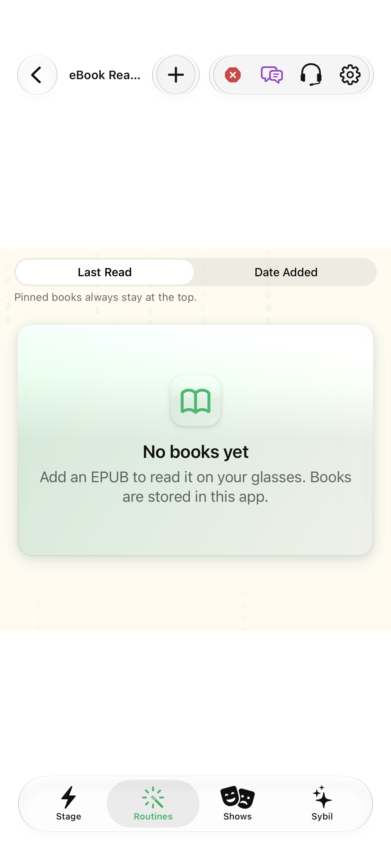 Native iOS eBook Reader screen