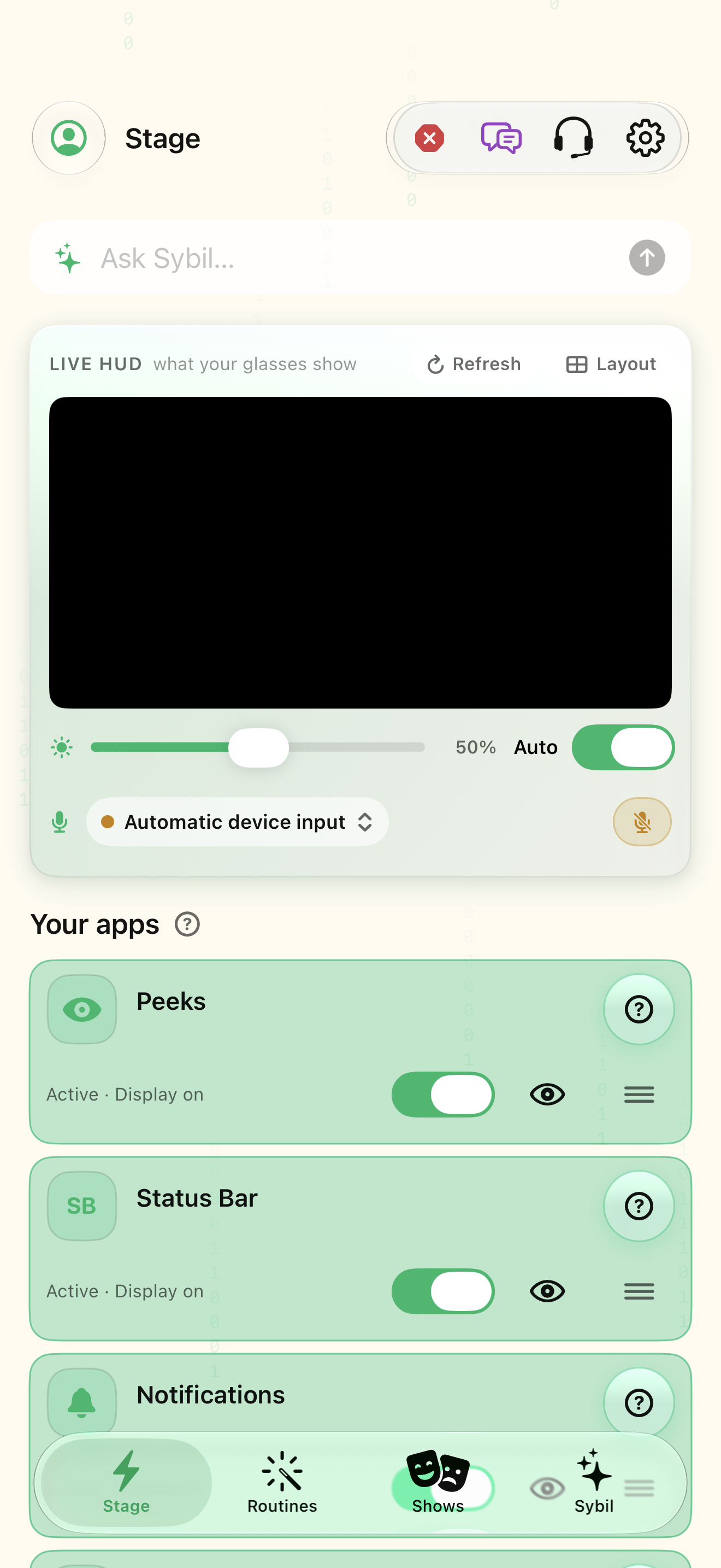 Native iOS Stage screen