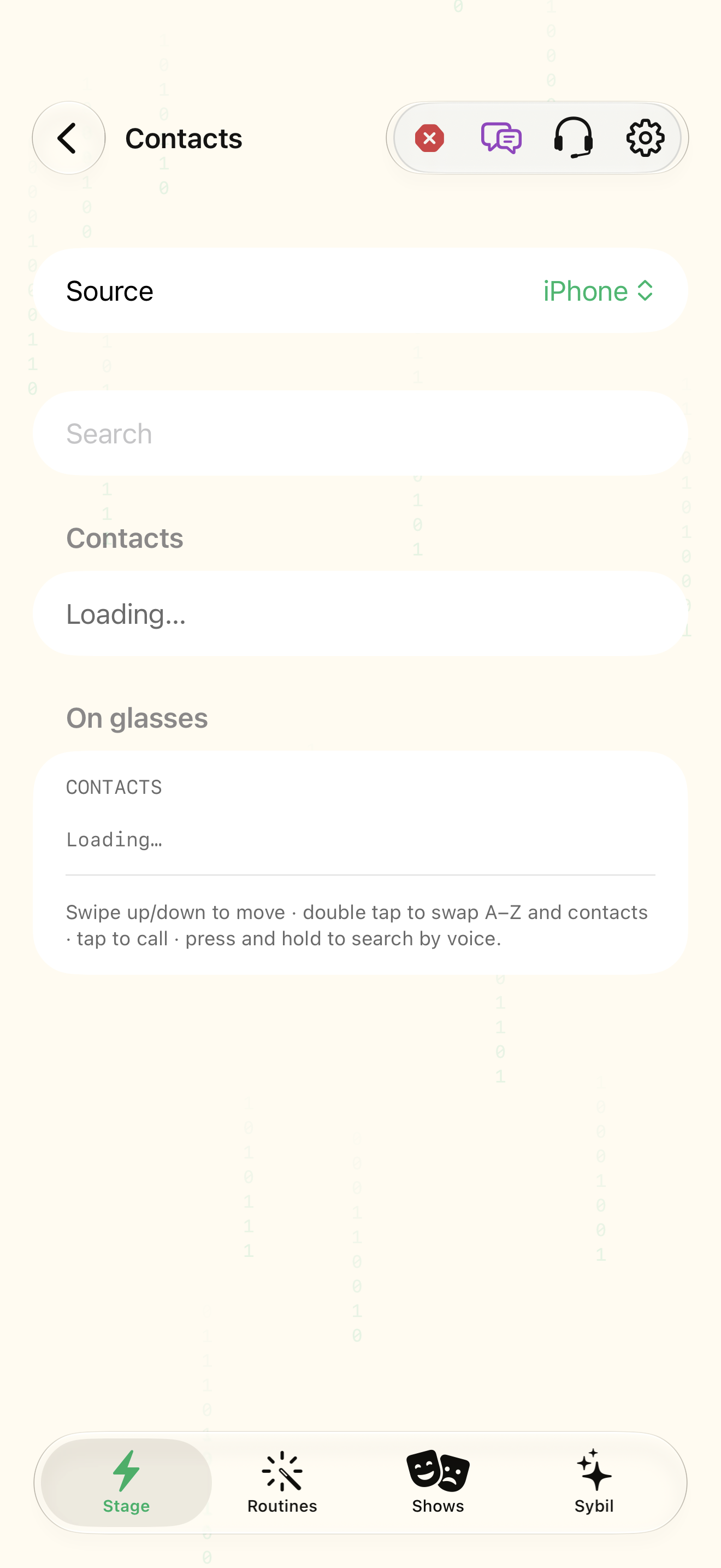 Native iOS Contacts (Mac) screen
