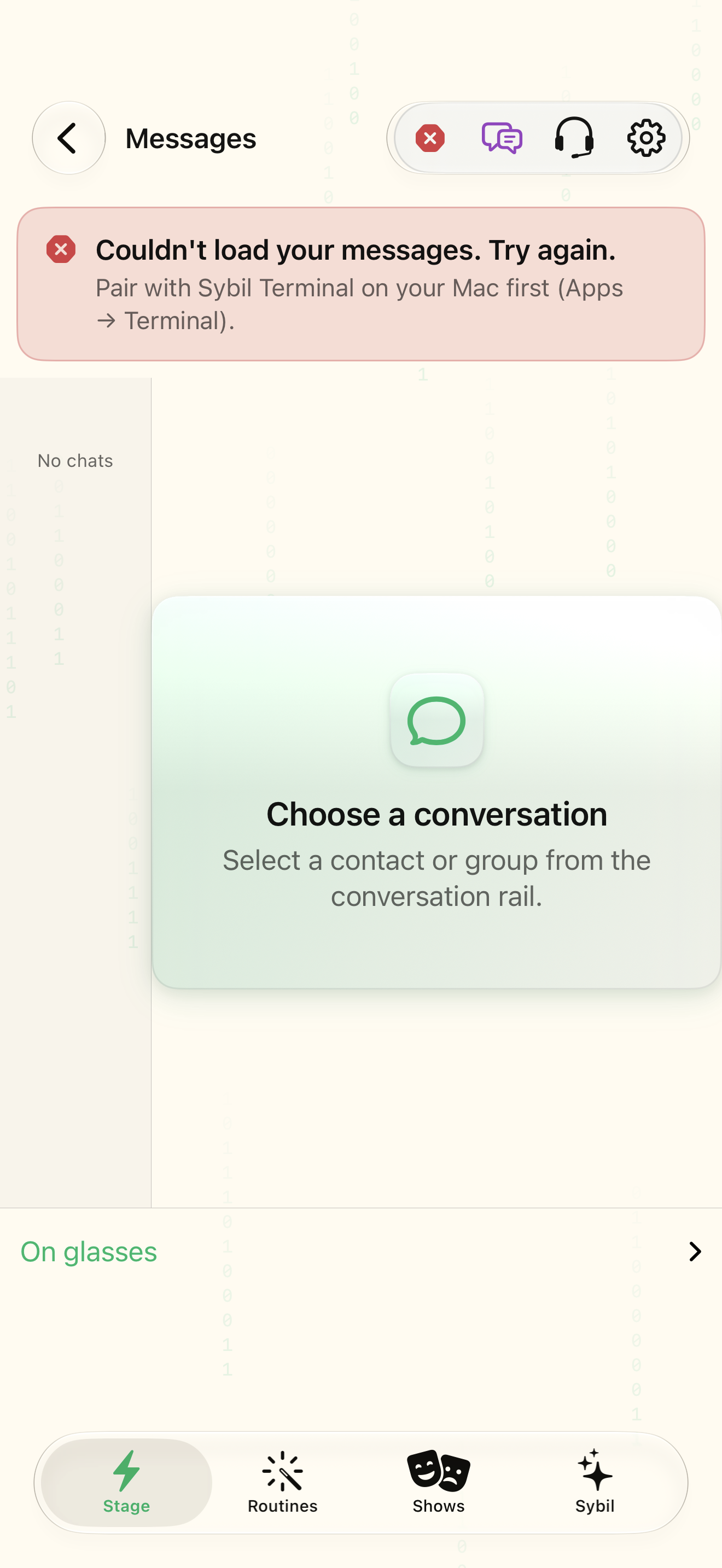 Native iOS Messages (Mac) screen