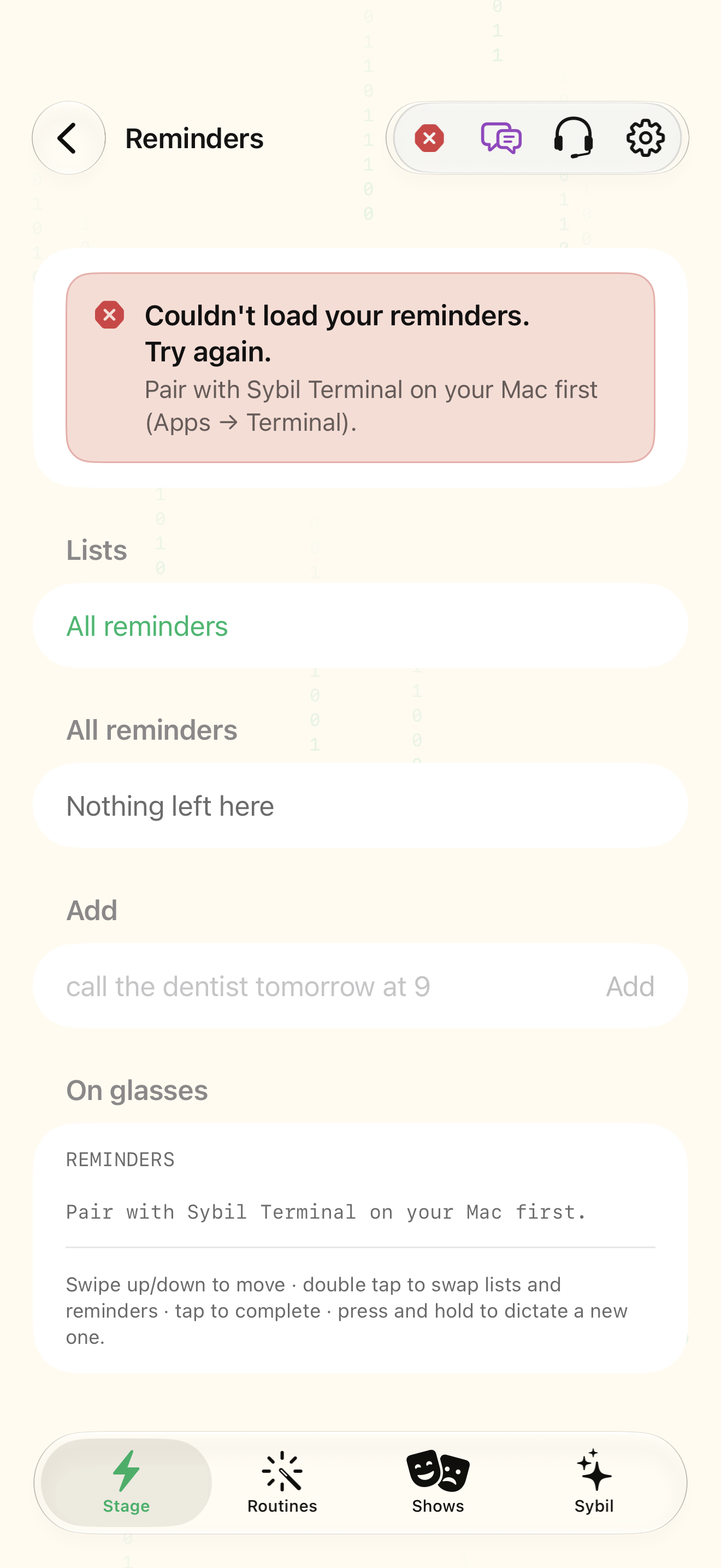 Native iOS Reminders (Mac) screen