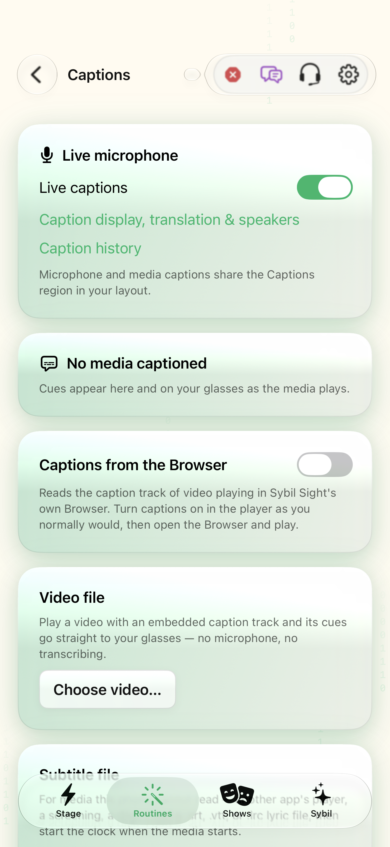 Read authored video captions and subtitle files native iOS screen