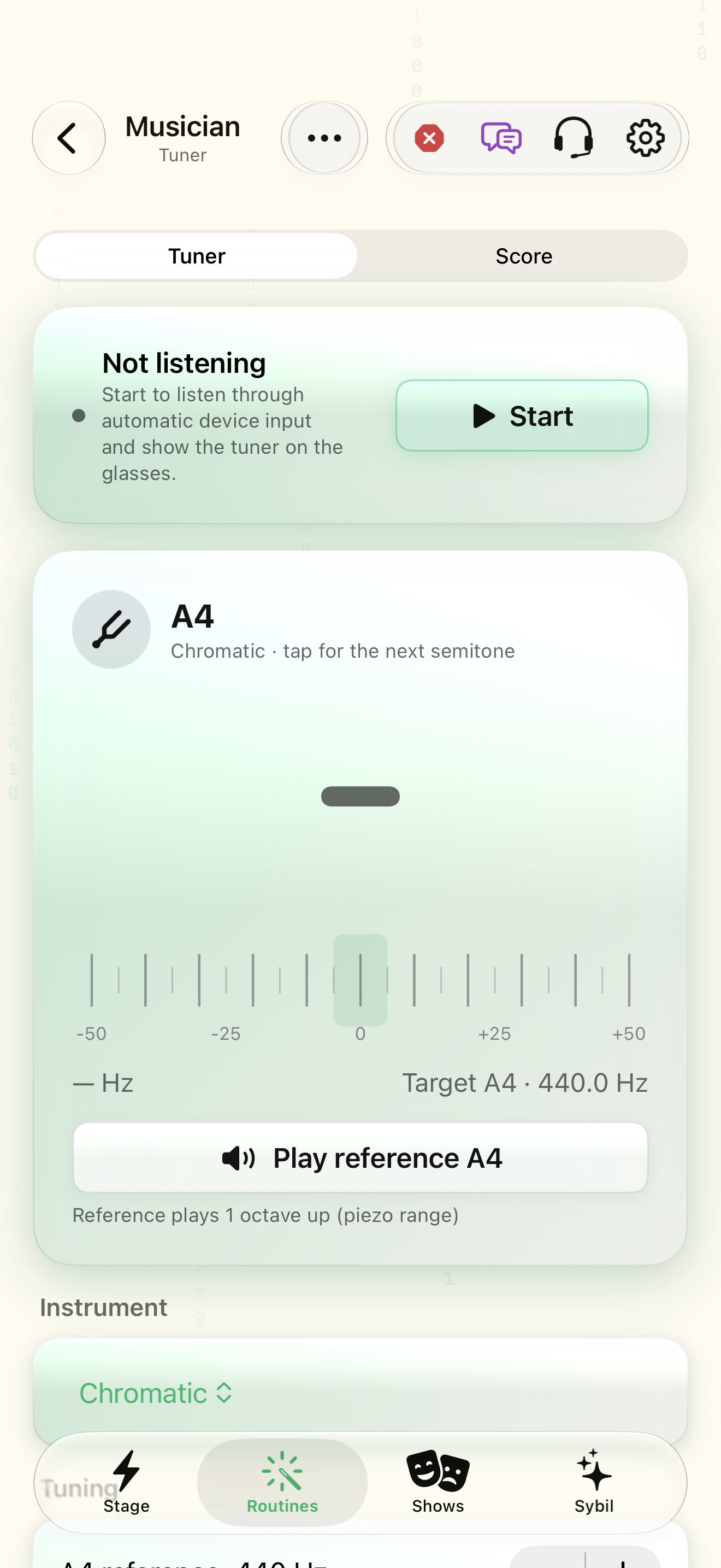Native iOS Musician screen