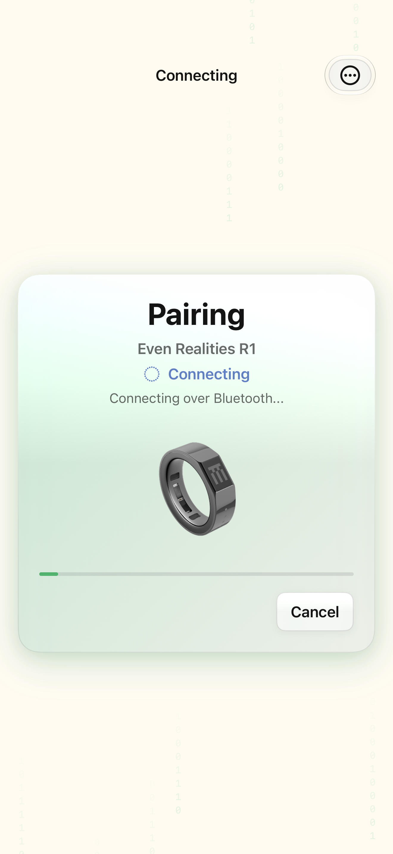 Native iOS Connecting the ring screen