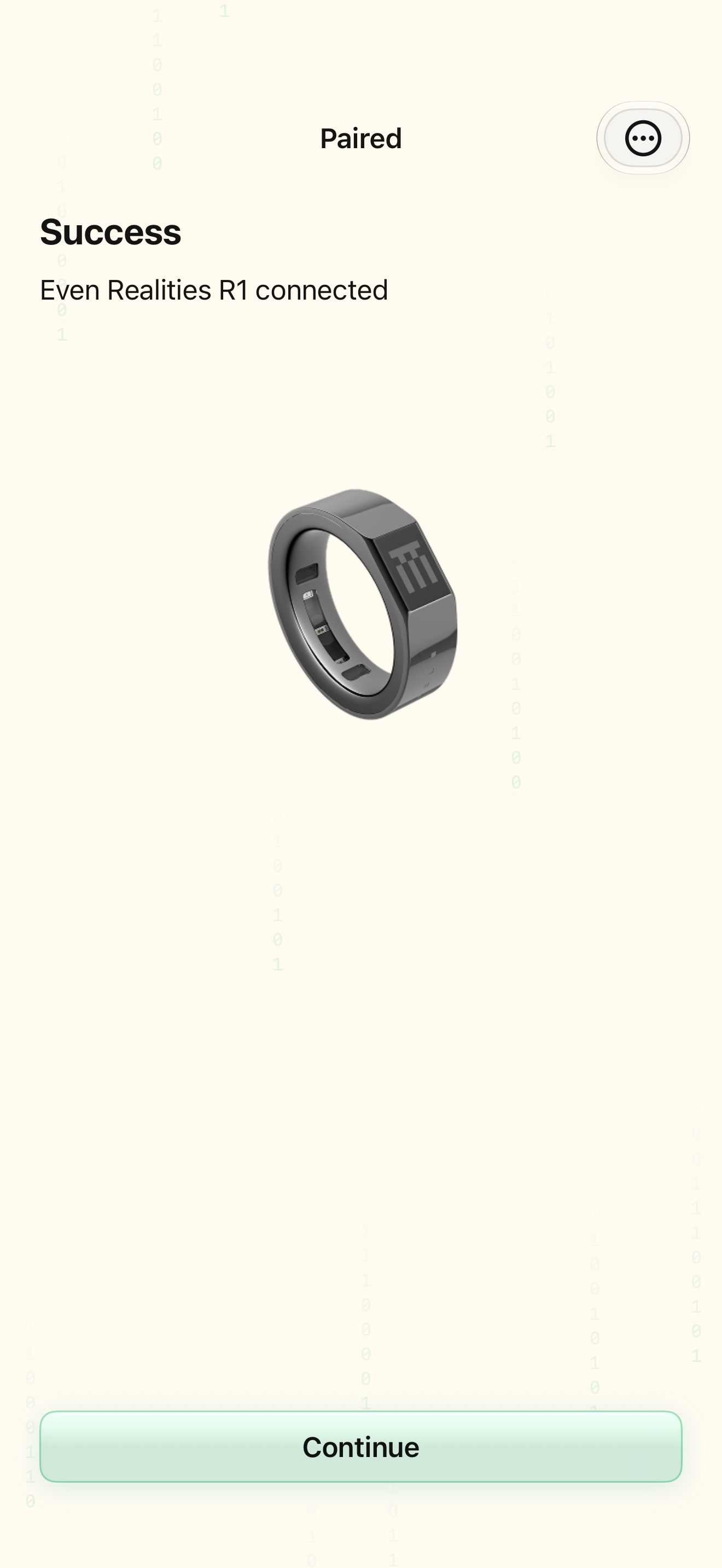 Native iOS Ring paired screen