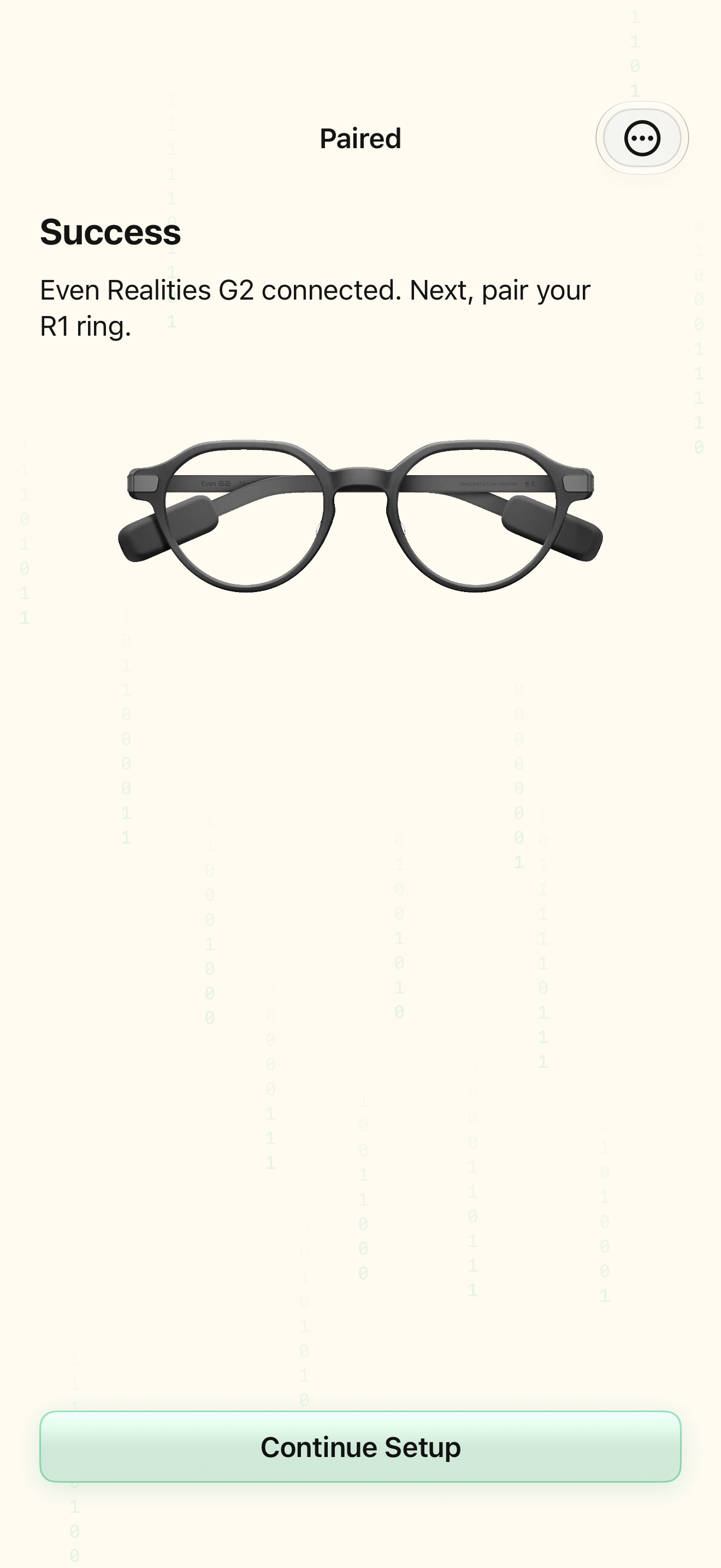 Native iOS Glasses paired screen
