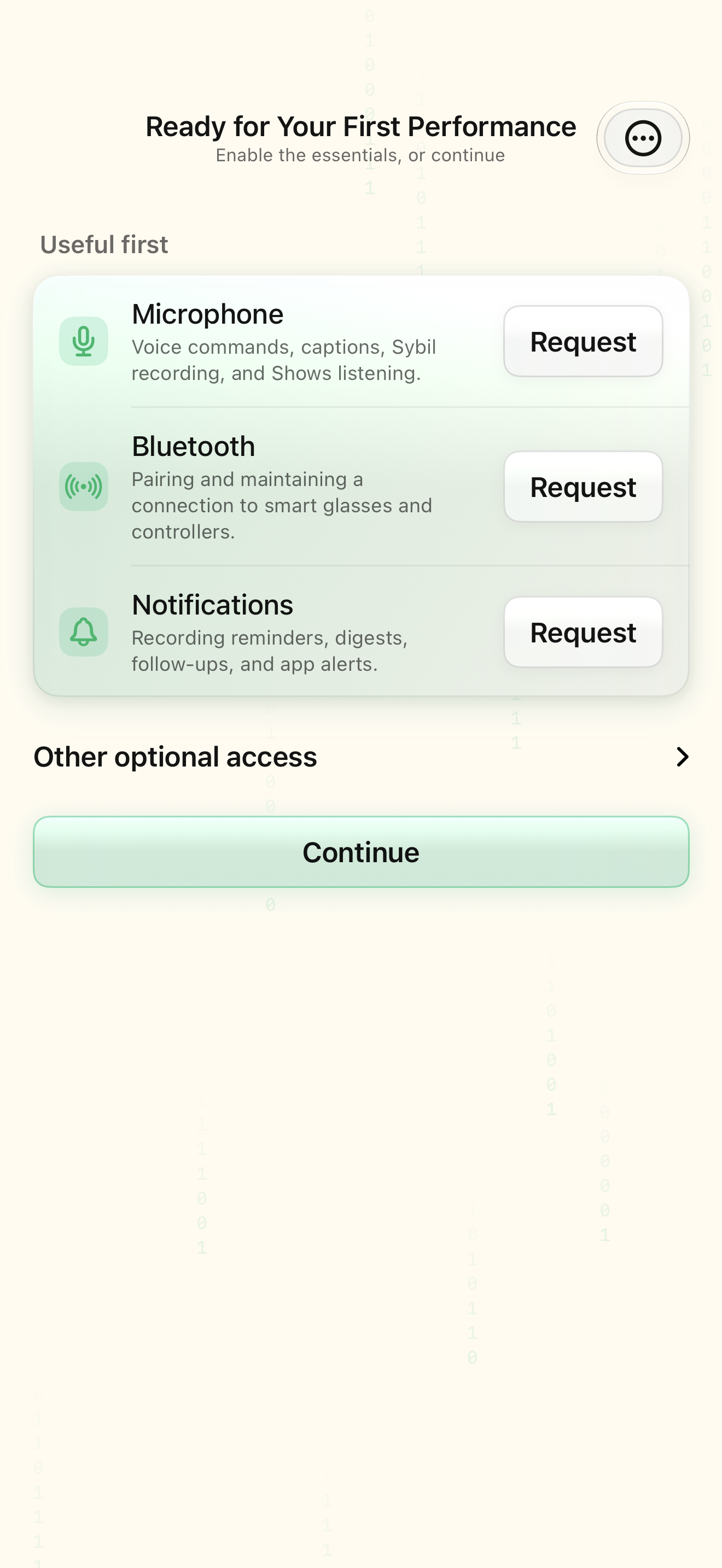Complete the first-run flow native iOS screen