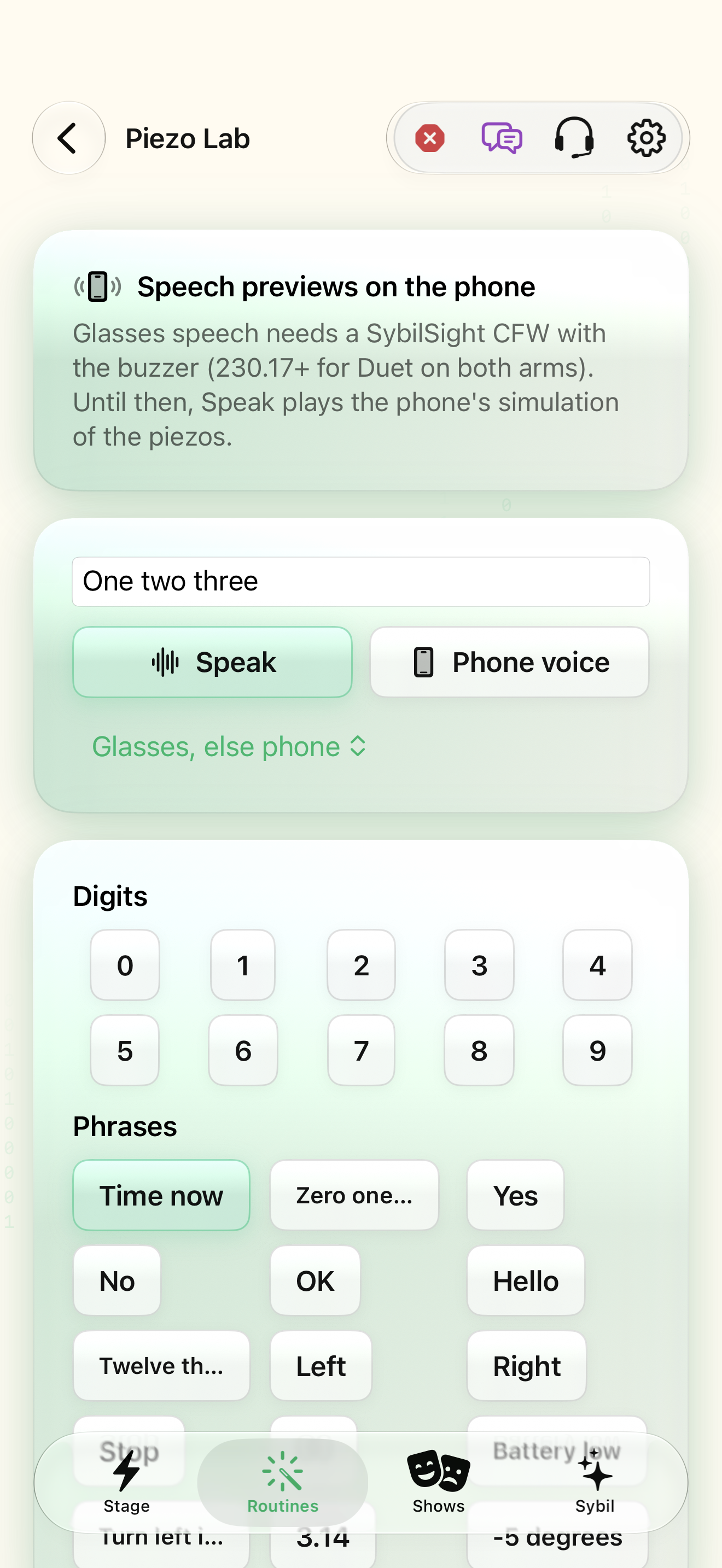 Native iOS Piezo Lab screen