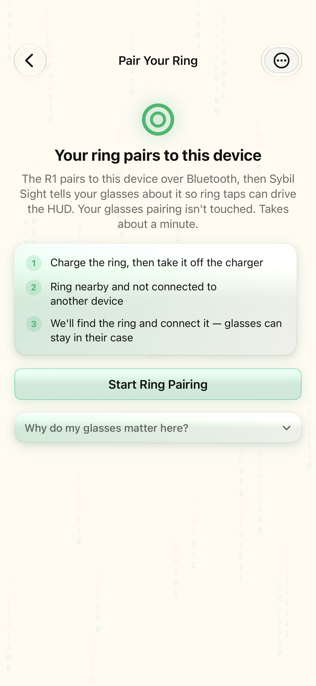 Native iOS About the R1 ring screen