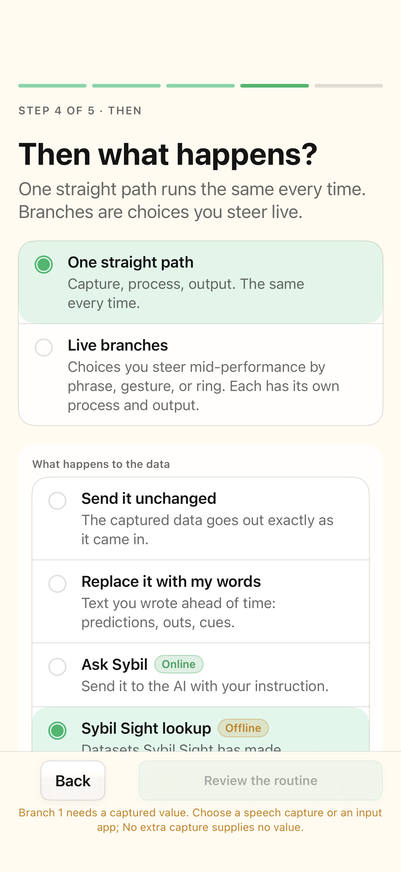 Build choices into a routine native iOS screen