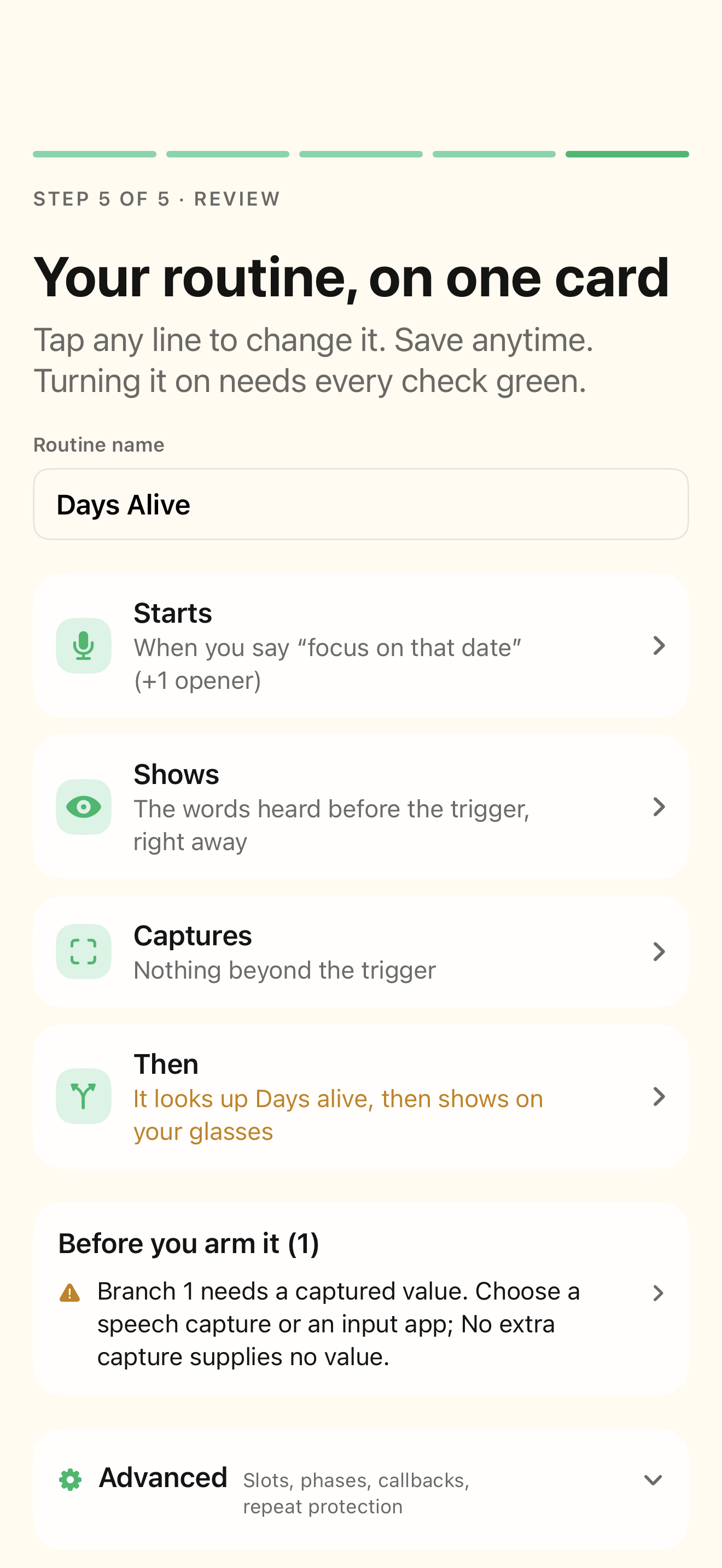 Native iOS Review screen