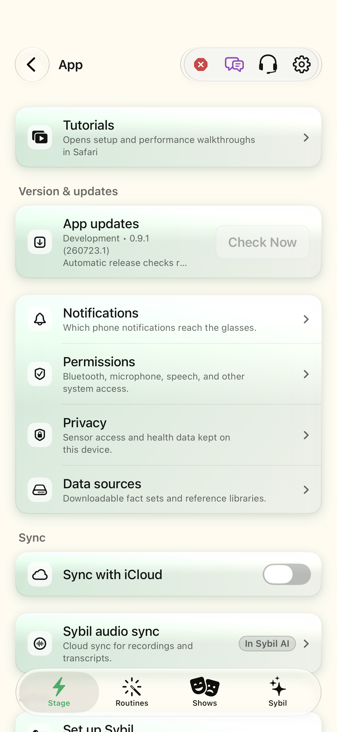 Native iOS App screen