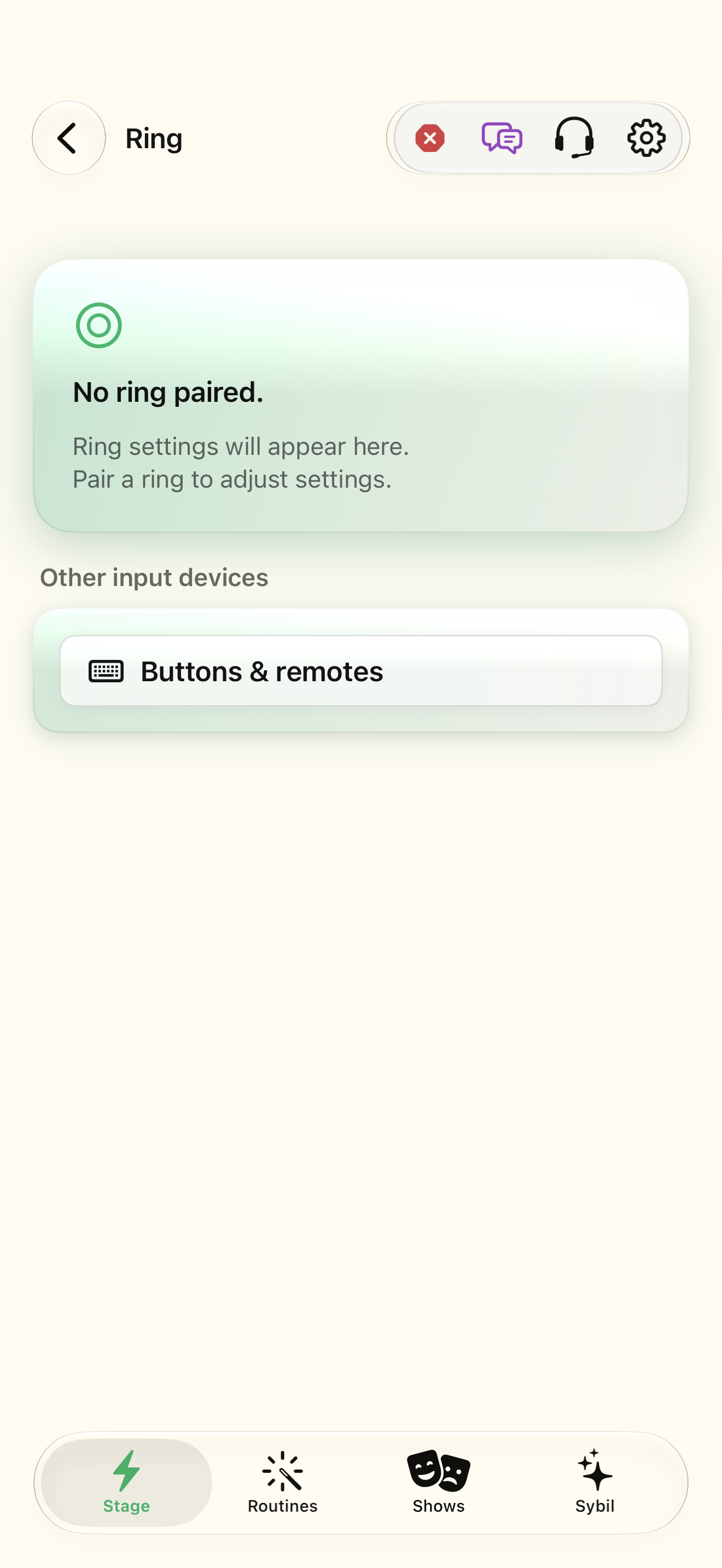 Native iOS Ring screen