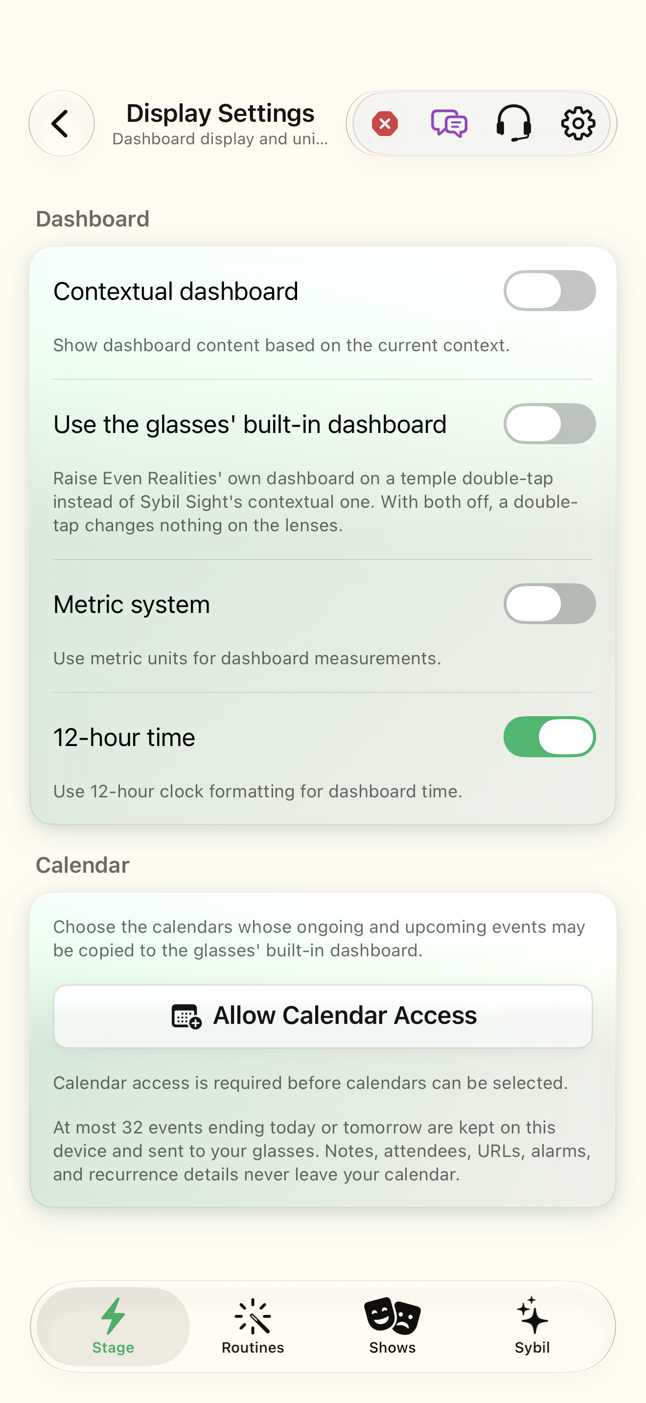 Native iOS Dashboard screen