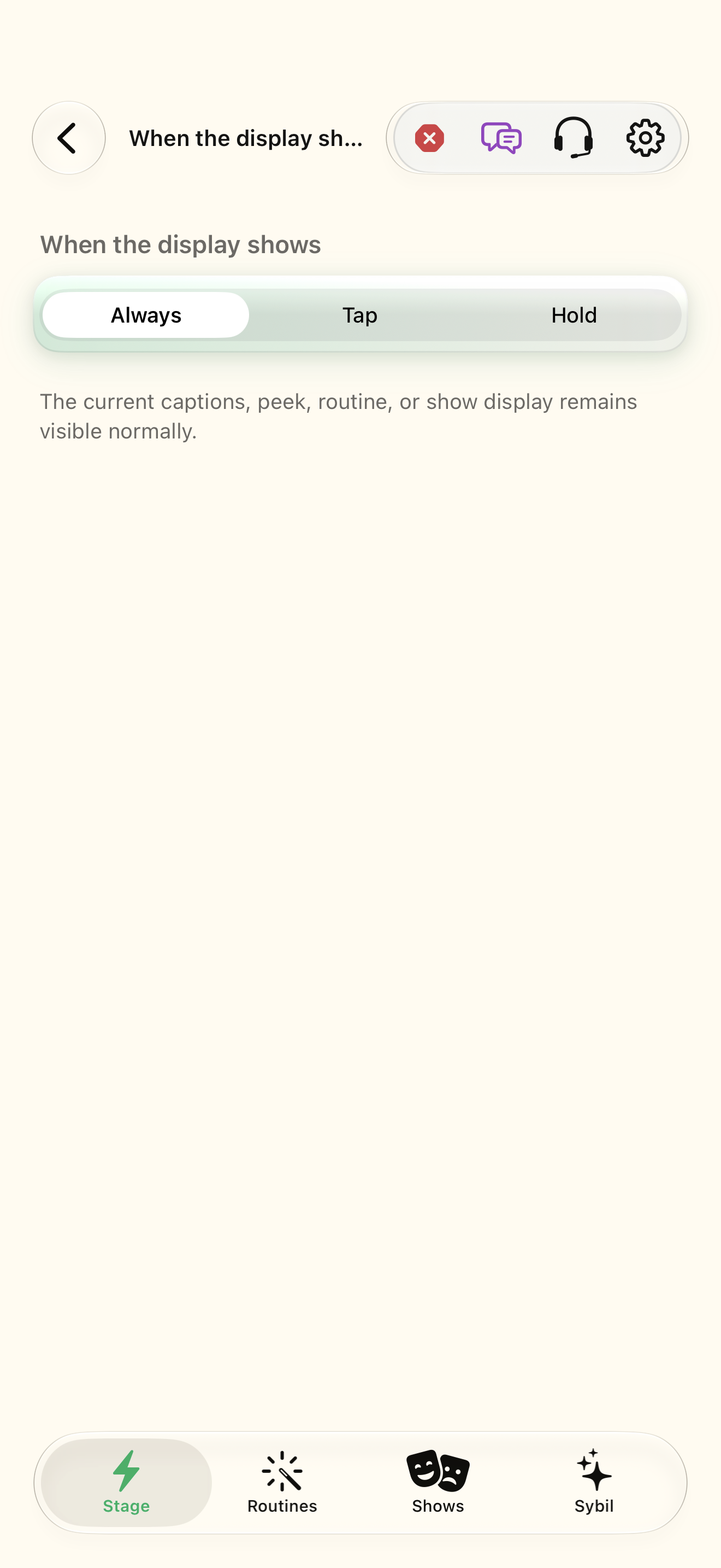 Native iOS When the display shows screen