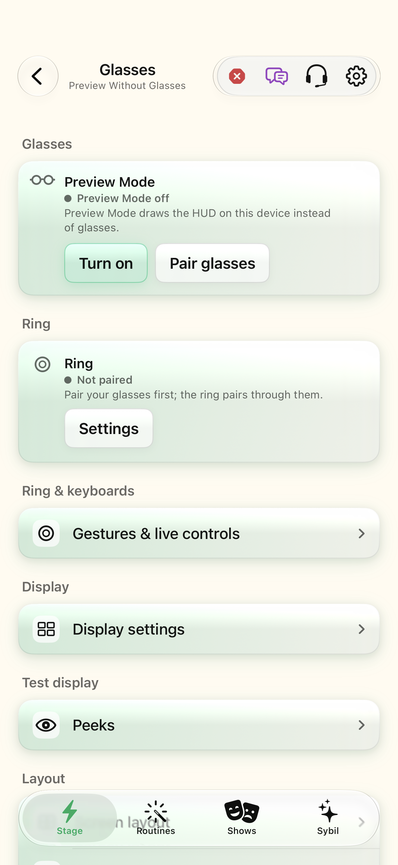 Native iOS Glasses details screen