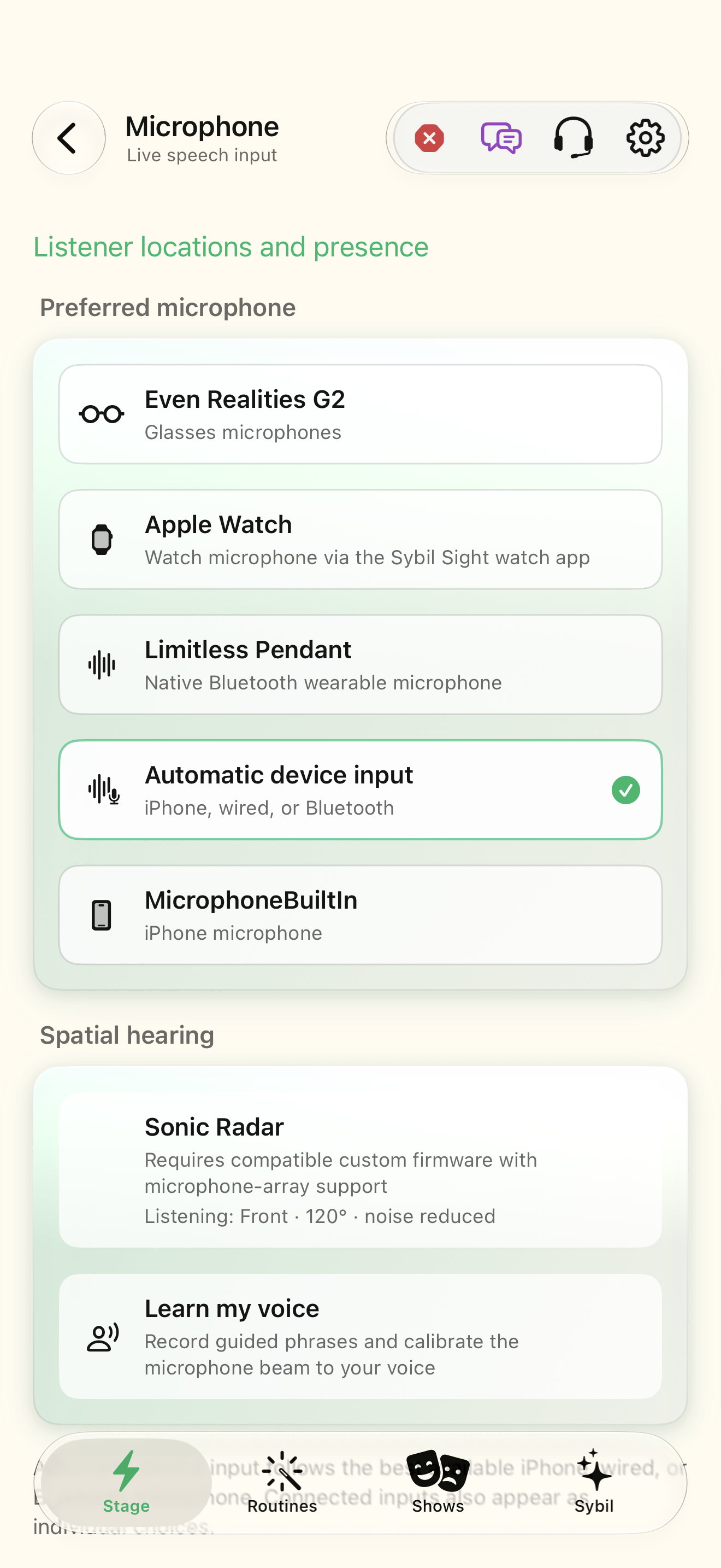 Tune an instrument and follow a score native iOS screen
