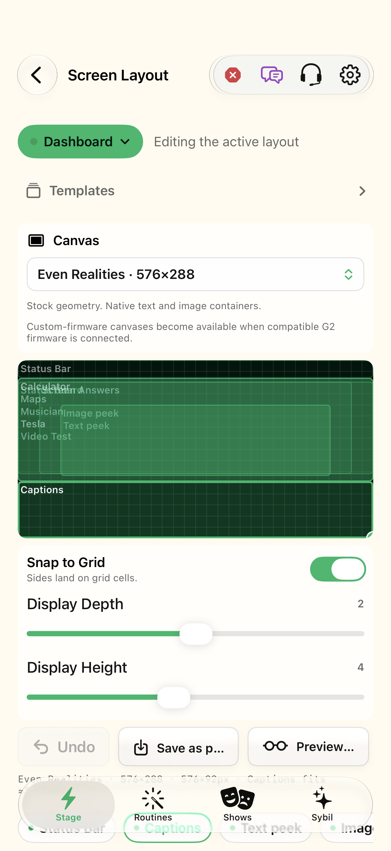 Native iOS Display position screen
