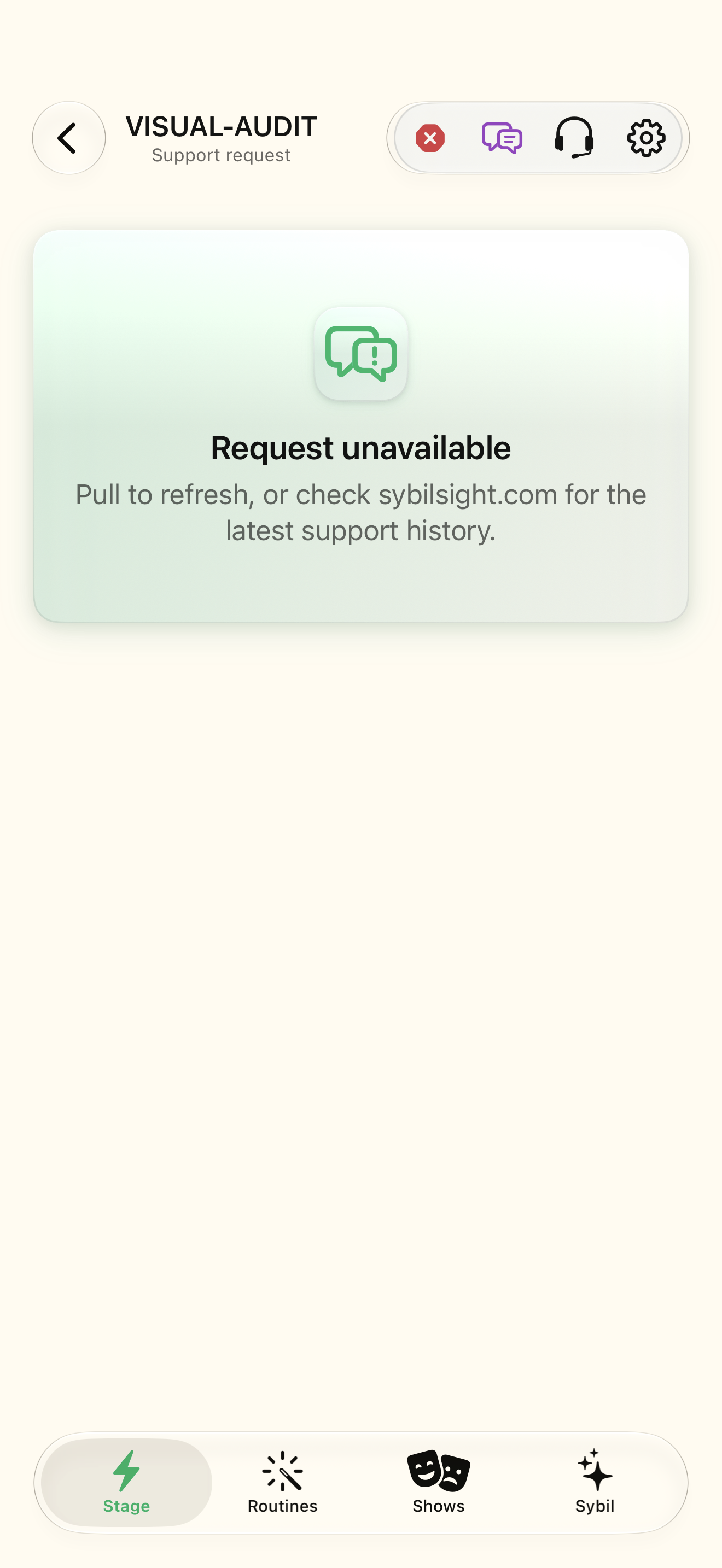 Native iOS Support request screen