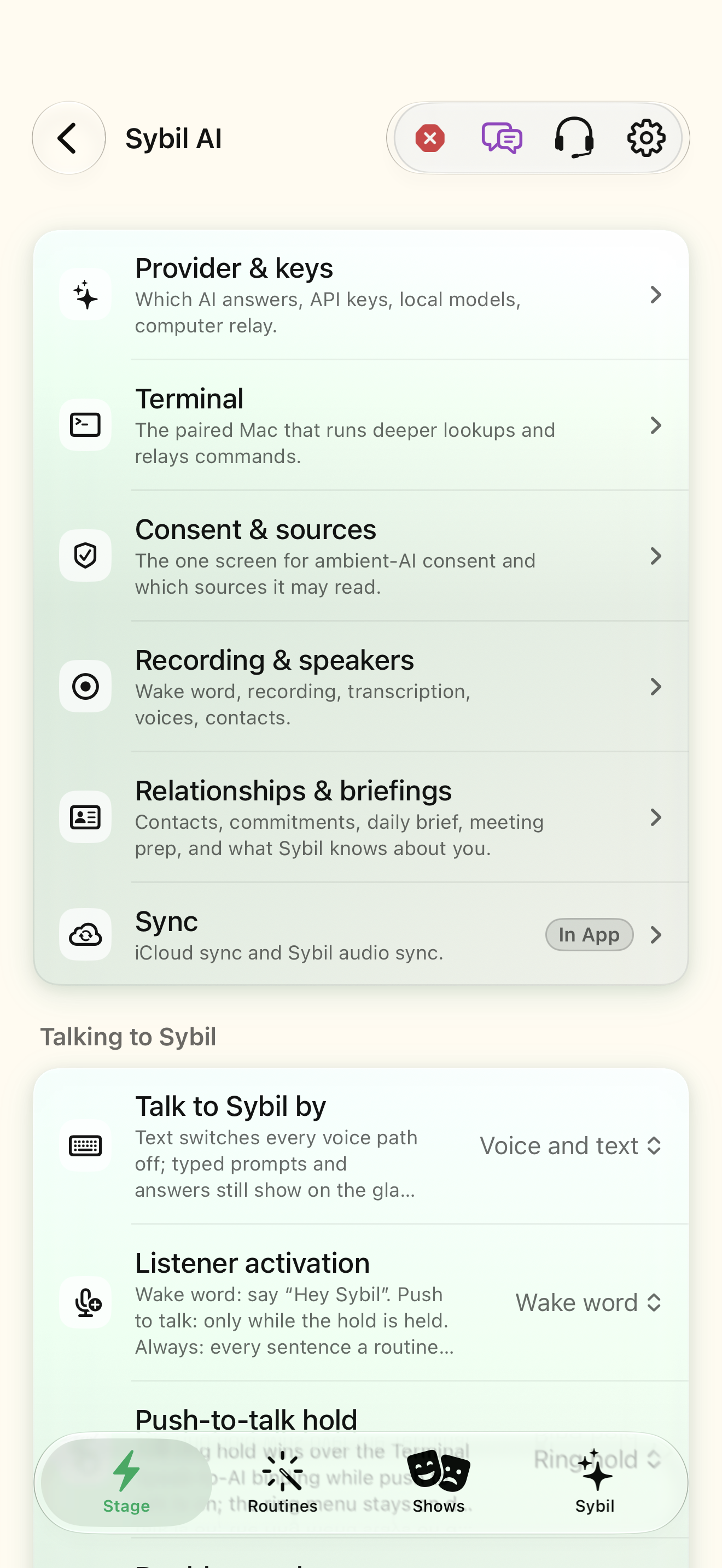 Native iOS Sybil AI screen