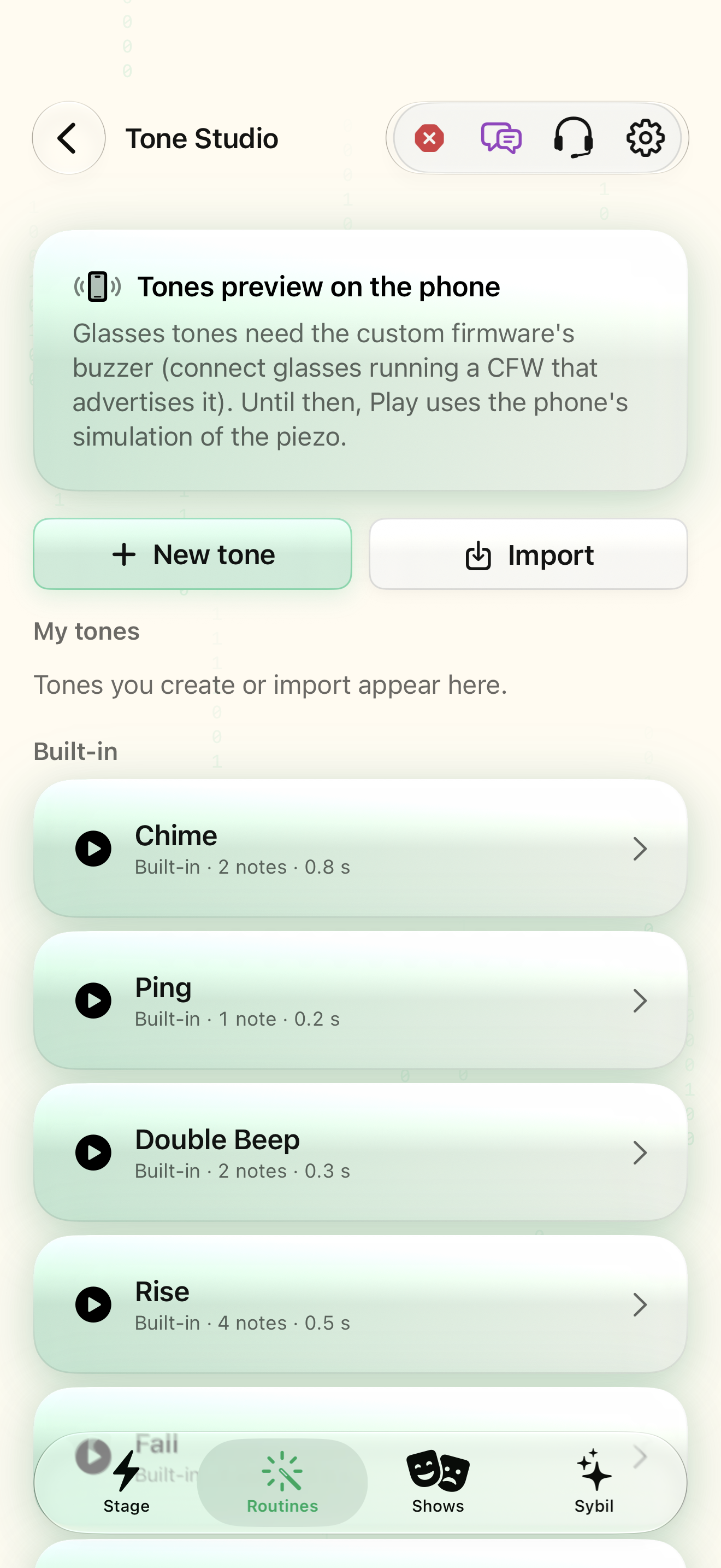 Explore tones, music, and sound tools native iOS screen