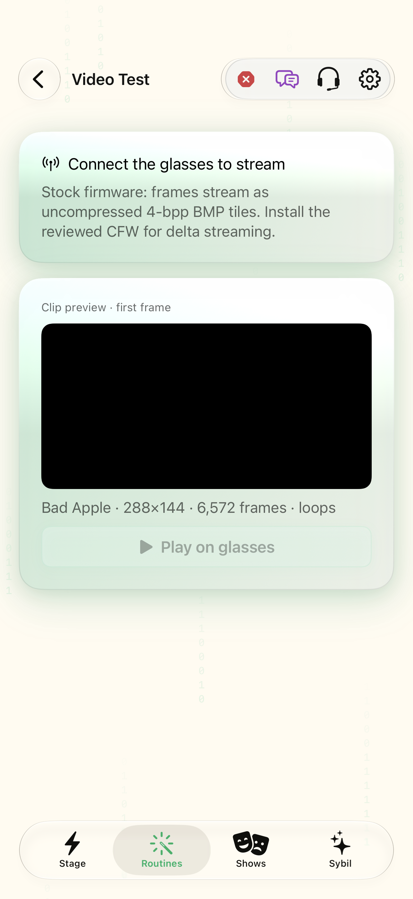 Native iOS Video Test screen