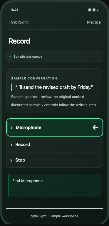 Record, search, and return to context illustrated teaching view