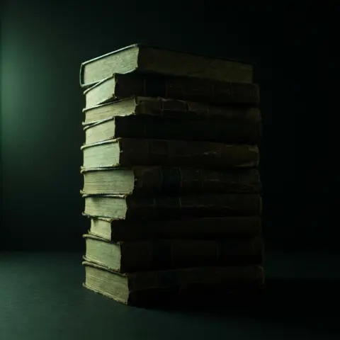 A stack of worn magic books