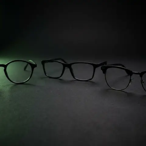 Three eyeglass frames of different shapes